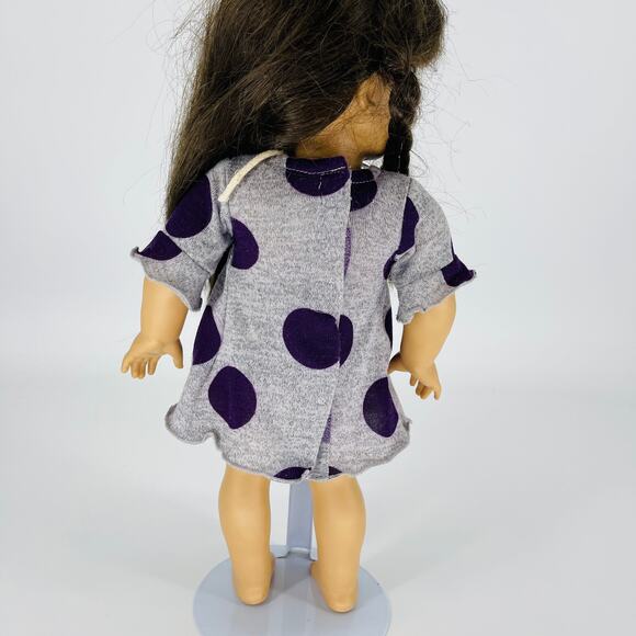 What A Doll Grey/Gray Dress with Purple Polka Dots and Bow for 18 inch Dolls GUC - Picture 3 of 11